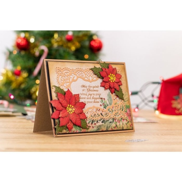 Crafters Companion Poinsetta Perfection Candlelight Christmas Stamp and Die