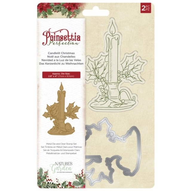 Crafters Companion Poinsetta Perfection Candlelight Christmas Stamp and Die