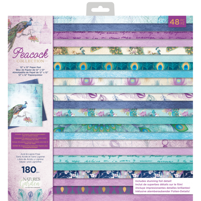 Crafter's Companion Paper Pad 12 x 12 inch Peacock Collection