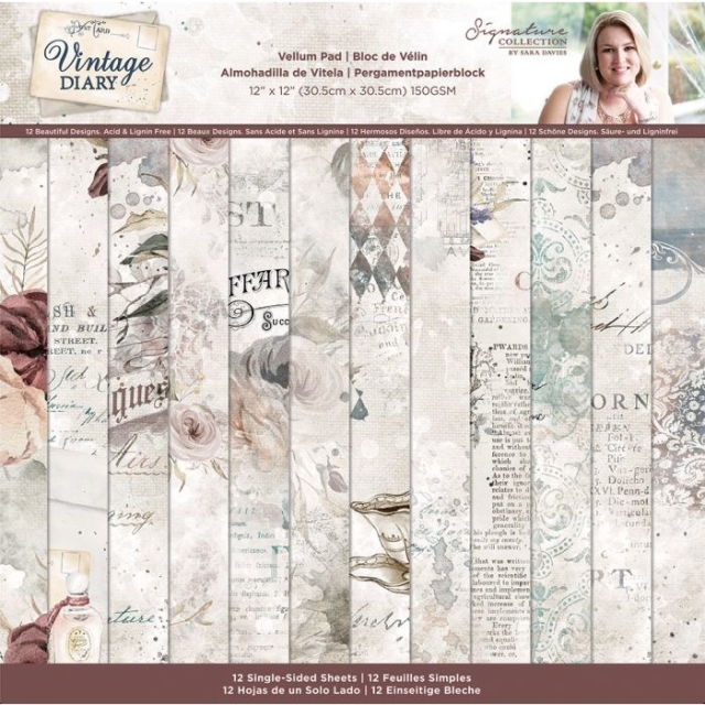 Crafter's Companion Vellum Pad 12 x 12 inch Vintage Diary