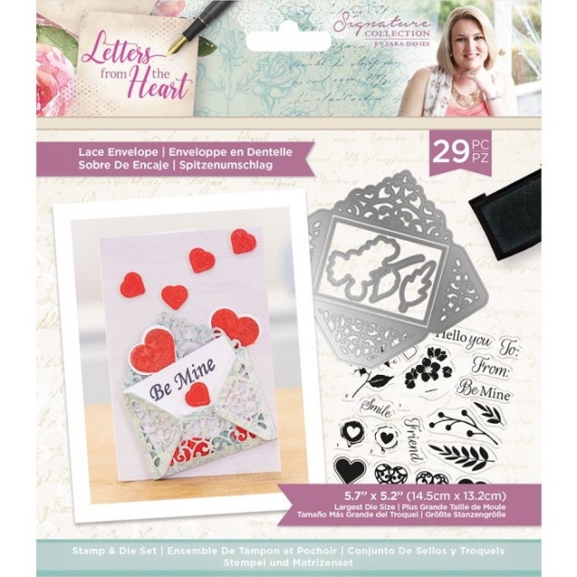 Crafters Companion Stamp and Die Stempel und Stanzschablone Letters from The Heart Lace Envelope