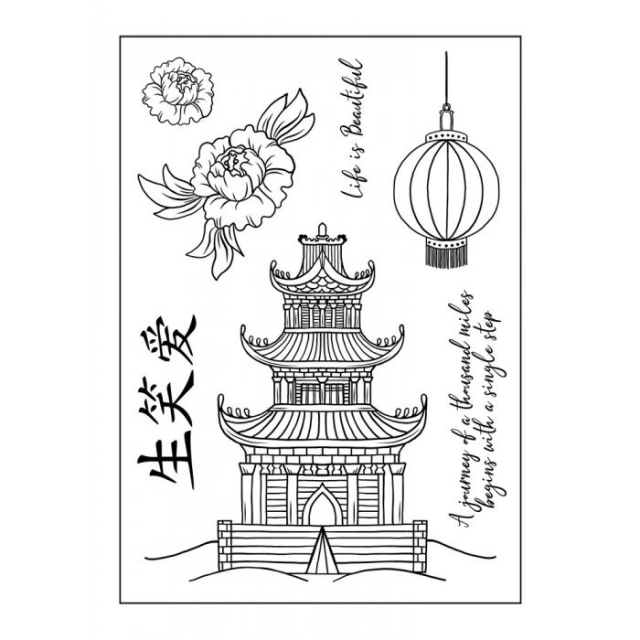 Crafters Companion Clear Stamps Chinoiserie Collection Chinoiserie Temple