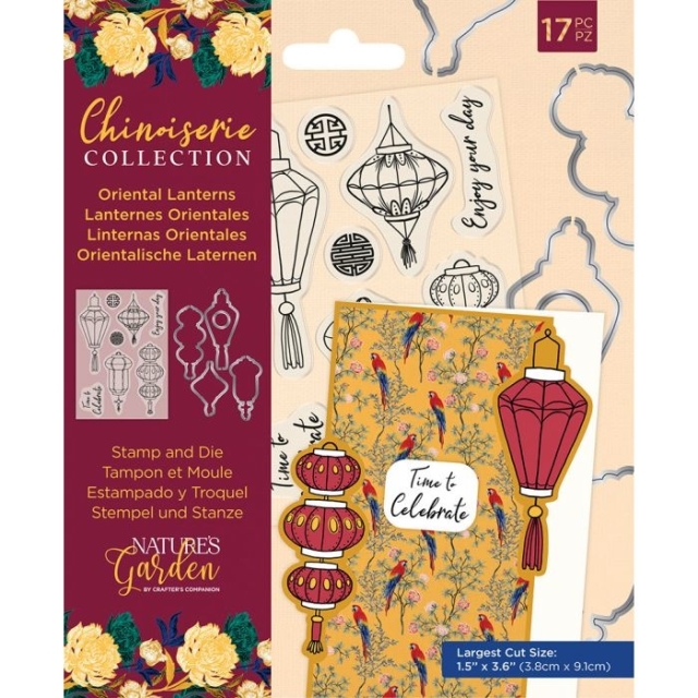 Crafter's Companion Chinoiserie Collection Stamp & Die Stempel und Stanzschablone Oriental Lanterns