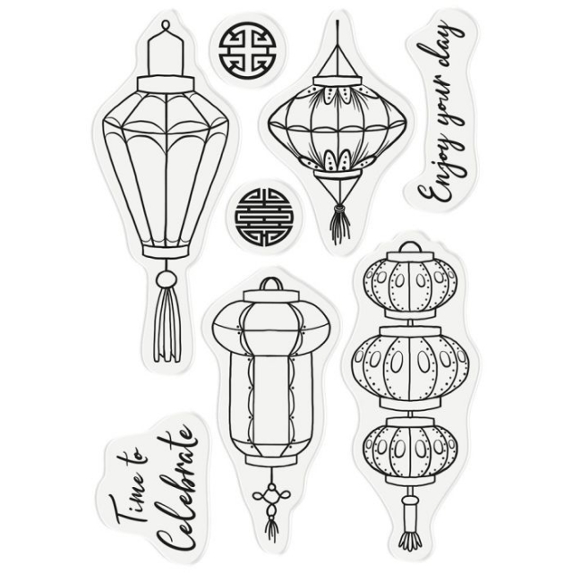 Crafter's Companion Chinoiserie Collection Stamp & Die Stempel und Stanzschablone Oriental Lanterns