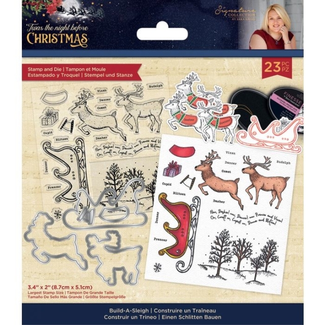 Crafter's Companion Twas the Night Before Christmas Stamp and Die Stempel und Stanzschablone Build-A-Sleigh