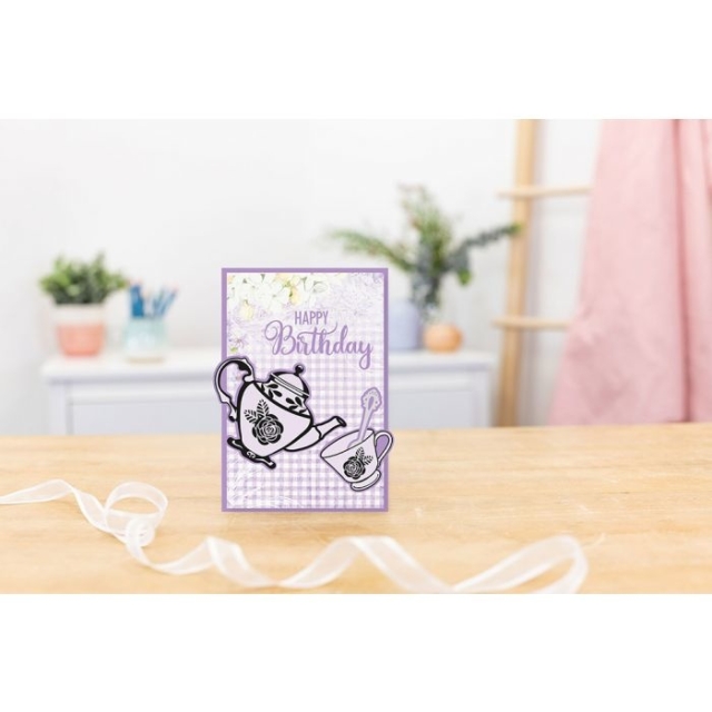 Crafter's Companion Gaden Party Stamp & Die Stanzschablone Time for Tea