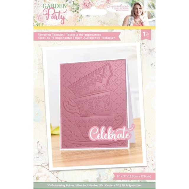 Crafters Companion Garden Party 3D Embossing Folder Towering Teacups