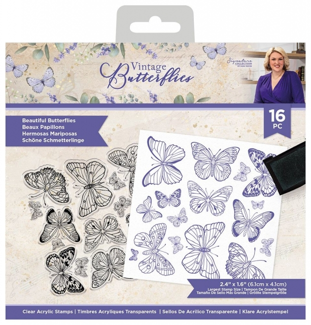 Crafters Companion Vintage Butterflies Clear Stamp Transparenter Stempel Beautiful Butterflies