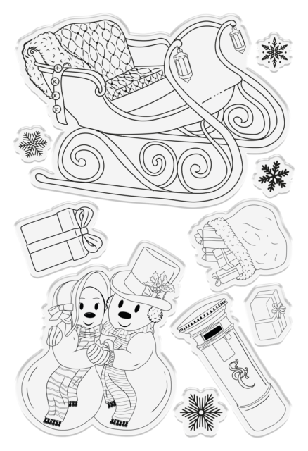 Crafter's Companion Vintage Snowman Stamp & Die Stempel und Stanzschablone Dashing Through the Snow