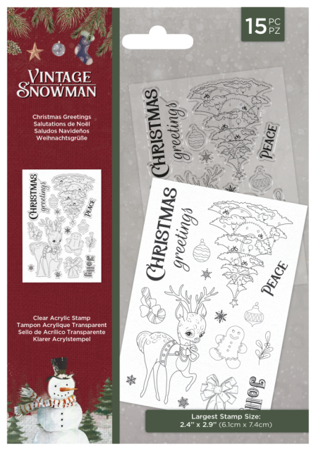 Crafters Companion Clear Stamp Transparenter Stempel Vintage Snowman Greetings