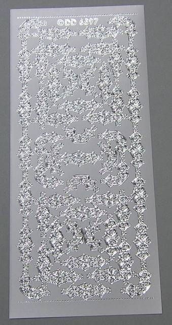 Reddy Stickerbogen 10 x 23 cm Rahmen und Ecken Brokat silber