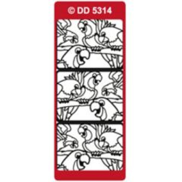 Reddy Stickerbogen 10 x 23 cm Papageien, silber
