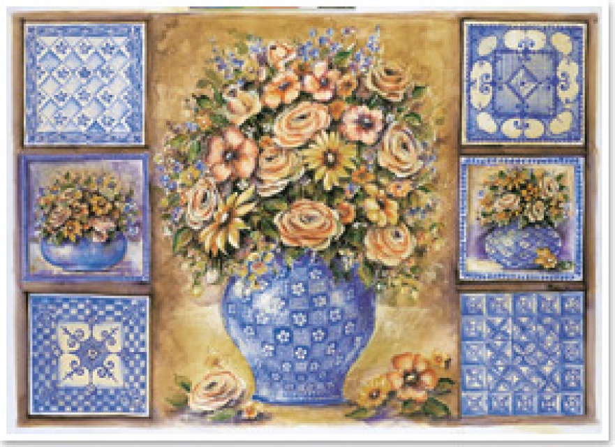 Decoupagepapier 1 Bogen 50 x 70 cm Rosen und Kacheln