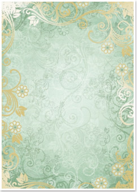 Reddy Cards Deko-Karton "Floral" grün, gold-laminiert