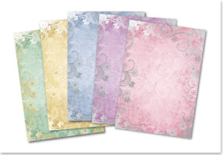 Reddy Cards Deko-Karton "Floral" Set mit 5 Kartons, silber / gold-laminiert