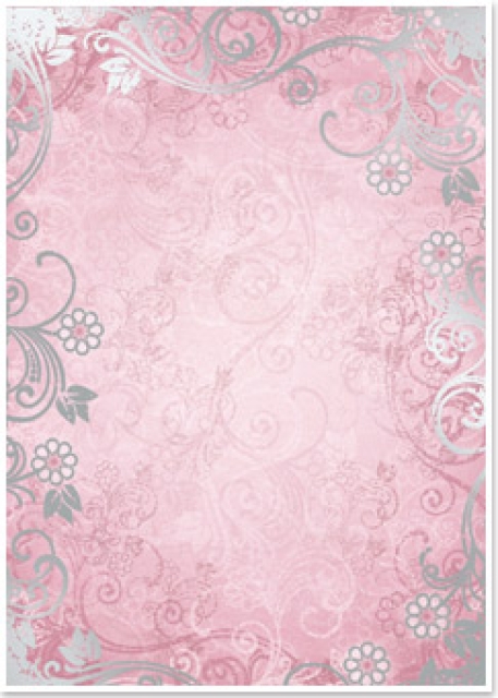 Reddy Cards Deko-Karton "Floral" rosé, silber-laminiert