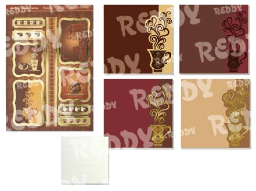 Reddy Cards Bastelset für 4 Passepartoutkarten "Kaffee"