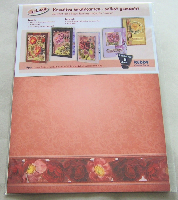 Reddy Cards Bastelset mit 8 Bogen Hintergrundpapier "Rosen"