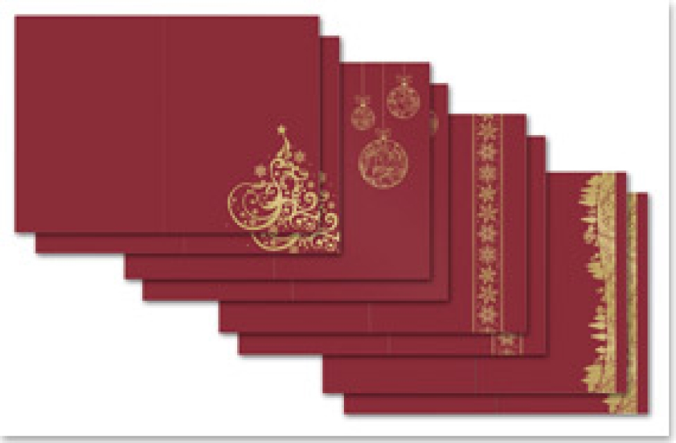 Reddy Cards DeLuxe Doppelkarten-Set gold-laminiert, bordeaux