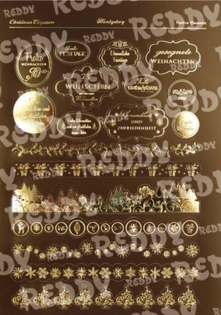 Reddy DeLuxe Stanzbogen Schildchen und Bordüren braun, gold laminiert