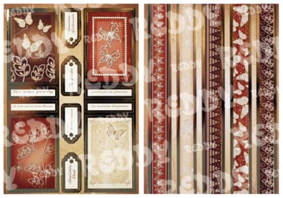 Reddy DeLuxe Stanzbogen gold laminiert, Sparkling Shimmer + Ränderbogen, braun-beige