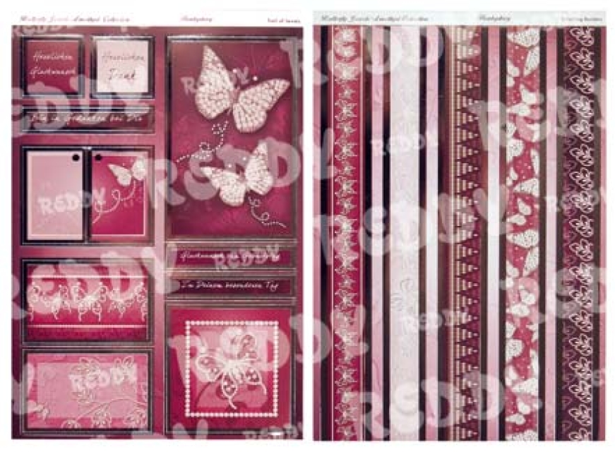 Reddy DeLuxe Stanzbogen silber laminiert, Trail of Jewels + Ränderbogen, lila-violett