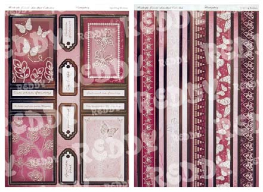 Reddy DeLuxe Stanzbogen silber laminiert, Sparkling Shimmer + Ränderbogen, lila-violett