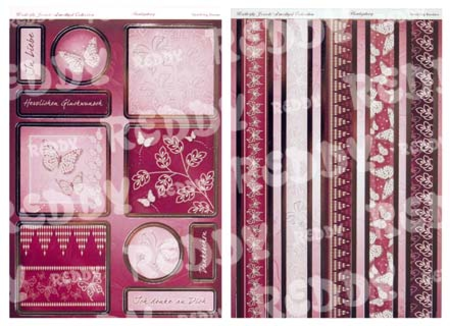 Reddy DeLuxe Stanzbogen silber laminiert, Sparkling Stones + Ränderbogen, lila-violett