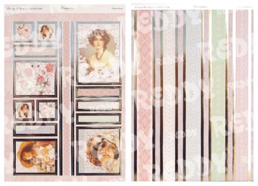 Reddy DeLuxe Stanzbogen silber laminiert, Dusky Rose + Ränderbogen