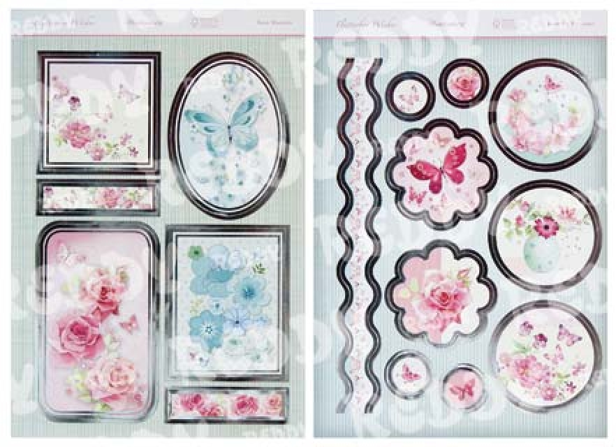 Reddy DeLuxe Stanzbogen silber laminiert, Rose Blossoms