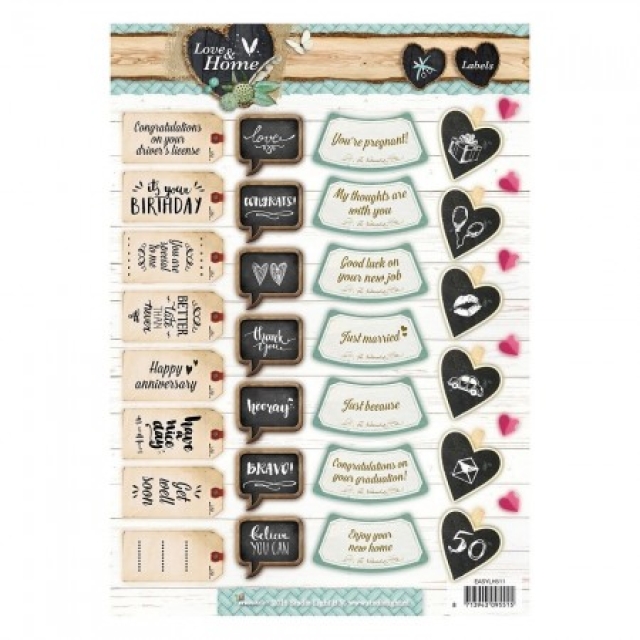 Designpapier gestanzt, Love & Home