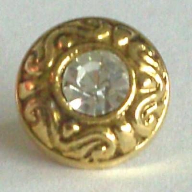 DILL Knopf pro Stück gold mit Stein 11 mm