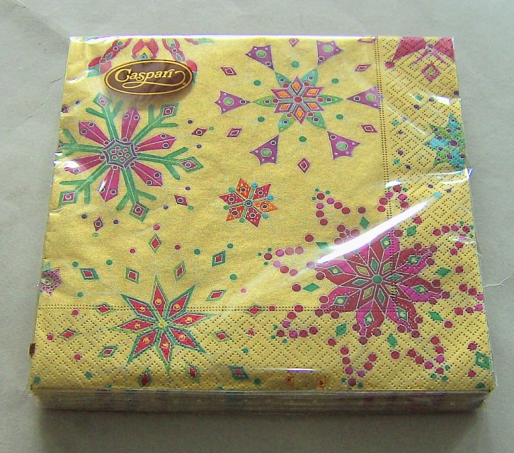 Caspari Dinner Serviette pro Stück Jeweled Snowflakes Gold