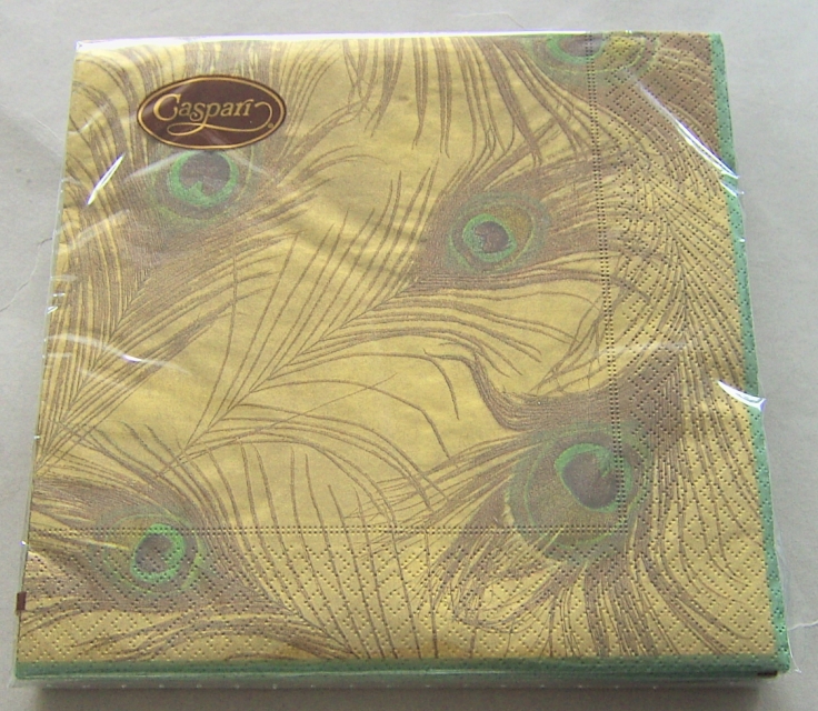 Caspari Dinner Serviette pro Stück Peacock Gold