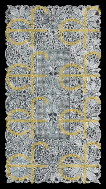 Dresdner Ornamente pro Bogen Deckchen silber