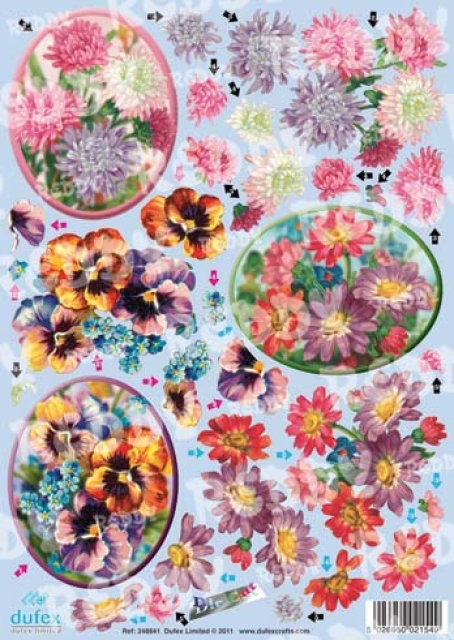 Reddy Cards Dufex 3 D Stanzbogen Chrysanthemen und Veilchen