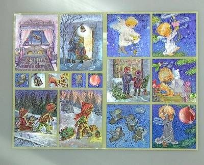 Stickerbogen A4 Kinder im Schnee und Engelchen