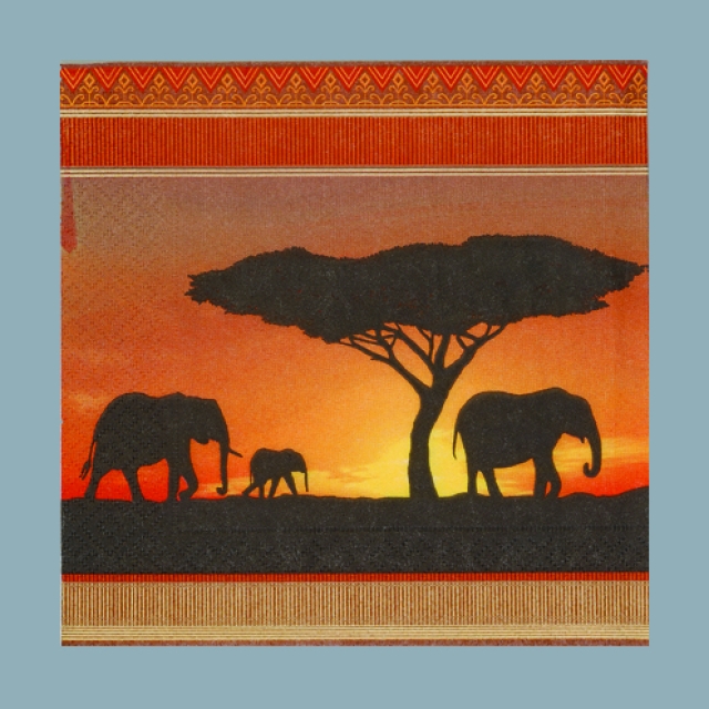Serviette 33 x 33 cm 3-lagig pro Stück Serengeti