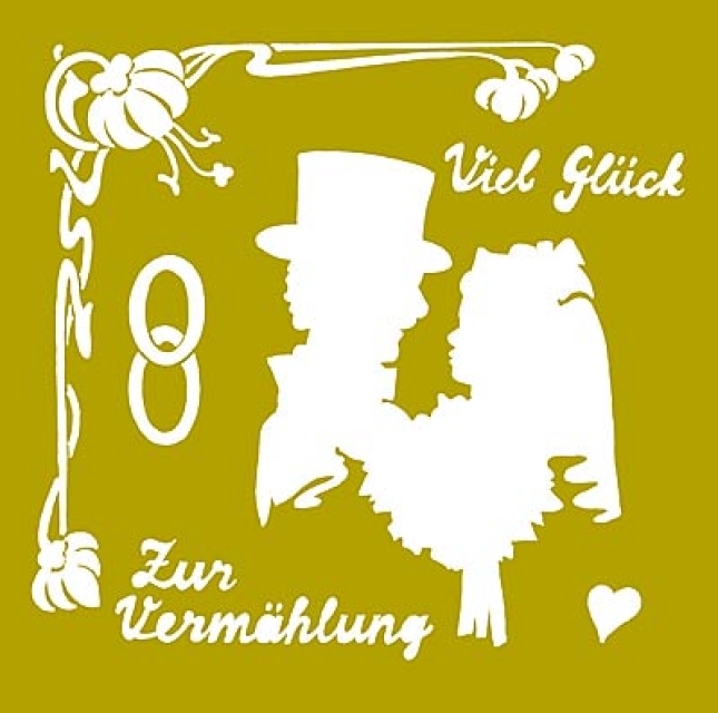 Embossing Schablone "Einladung zur Vermählung + Viel Glück" 14 x 14 cm