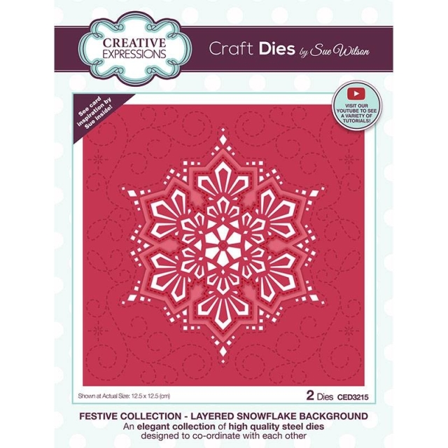 Creative Expressions Sue Wilson Craft Die Festive Collection Layered Snowflake Background
