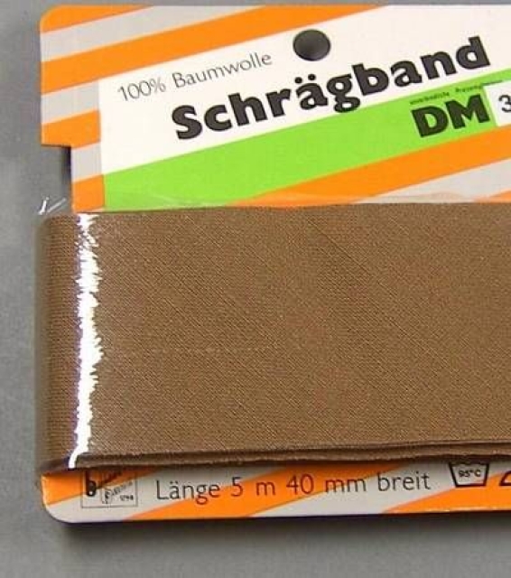 Schrägband ungefalzt 5 Meter braun 40 mm