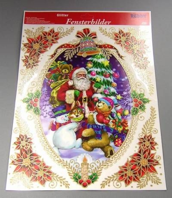 Reddy Fensterbild Weihnachtsmann mit Dekoecken 20 x 30 cm