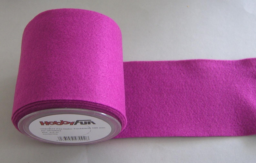 Hobbyfun Trendy Filz-Deko Tischband pro Meter 10 cm hortensie