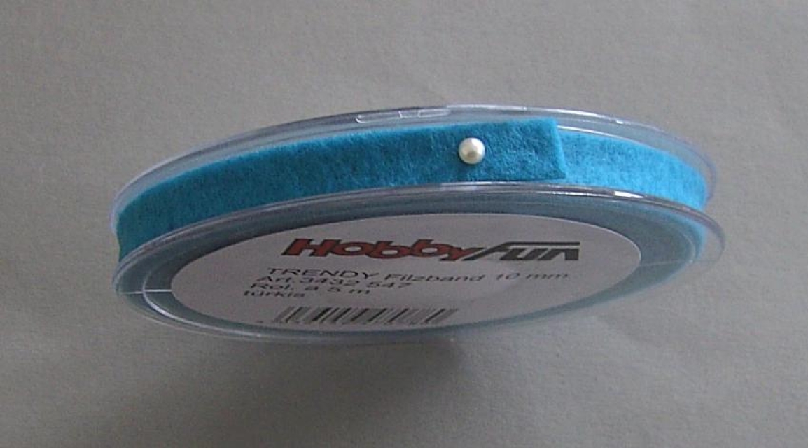 Trendy Filzband 10 mm Rolle pro Meter türkis
