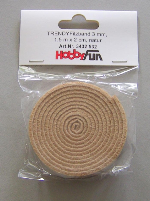 Hobbyfun Filzband 1,5 m x 2 cm x 3 mm natur