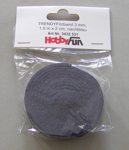 Hobbyfun Filzband 1,5 m x 2 cm x 3 mm nachtblau