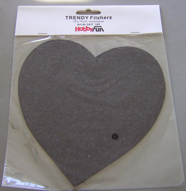 Hobbyfun Filz-Herz 18 x 19 cm dunkelgrau
