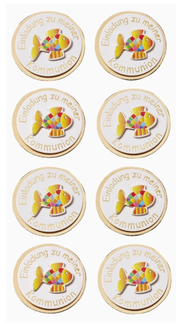 Creapop Sticker Einladung Kommunion Fische gold