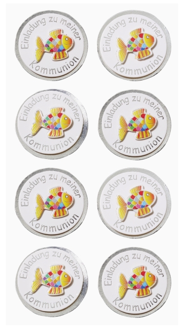 Creapop Sticker Einladung Kommunion Fische silber