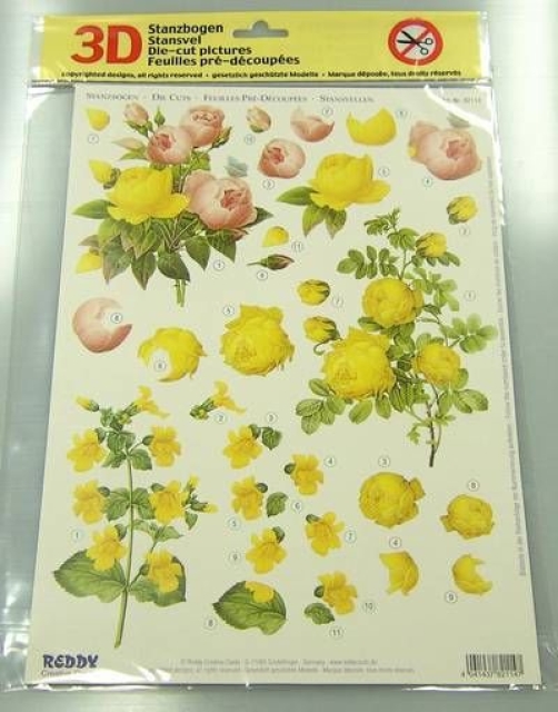 3D Stanzbogen Rosenbund, Heckenrose, Gauklerblume